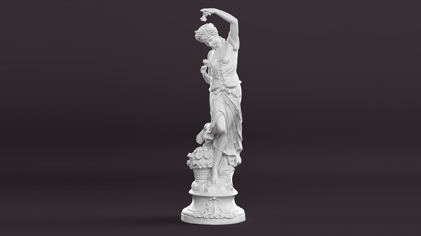 Скульптура девушки с цветами, вид спереди, фото 1