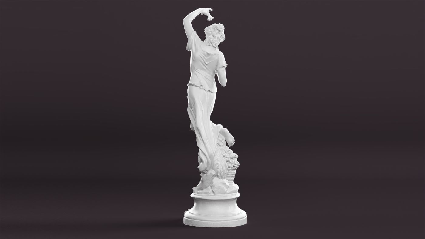 Статуя - девушка с цветами, вид сзади