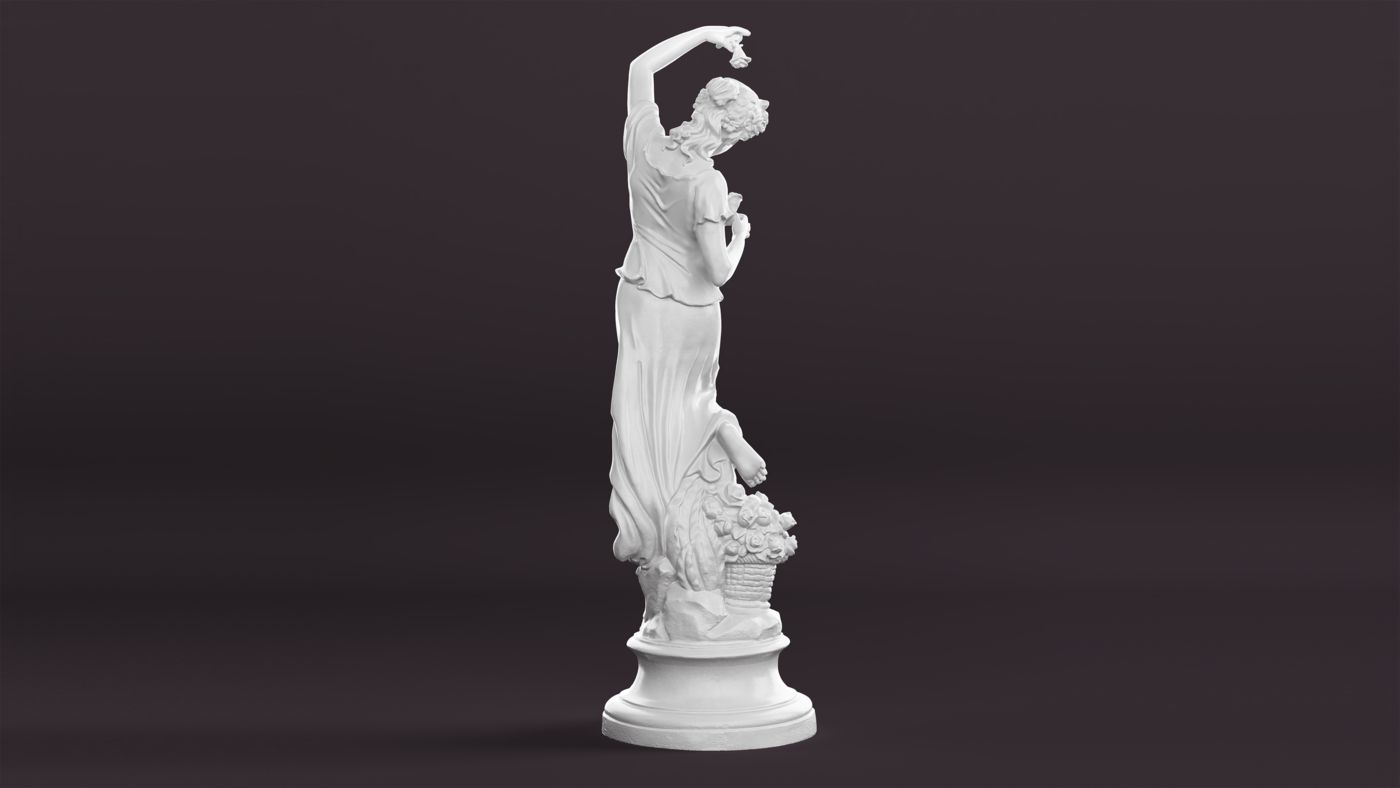 Скульптура девушки с цветами, вид сзади, фото 1