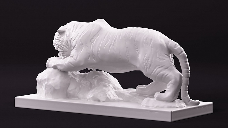 Статуэтка тигра (цвет: белый) - декор из гипса - 8145