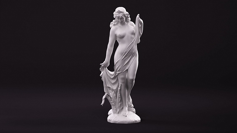 Скульптура полуголой девушки с диадемой - декор из гипса - 8277
