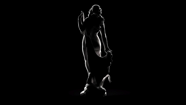 Скульптура полуголой девушки с диадемой - декор из гипса - 7889