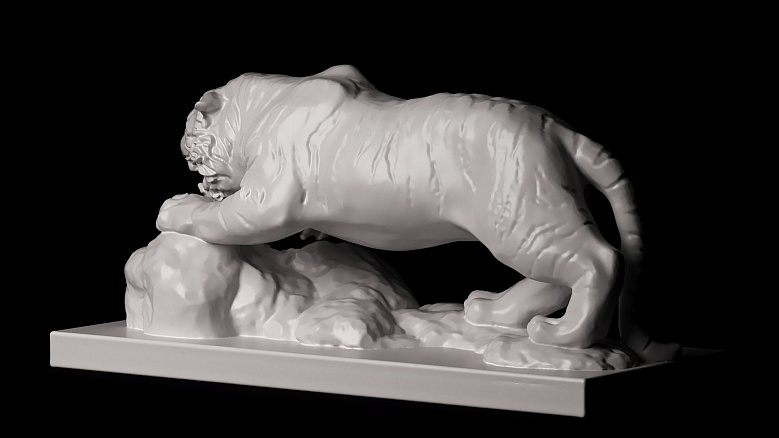 Статуэтка тигра (цвет: белый) - декор из гипса - 8168