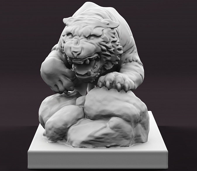 Статуэтка тигра (цвет: белый) - декор из гипса - 7635