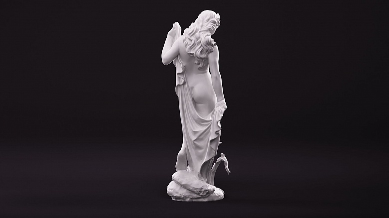 Скульптура полуголой девушки с диадемой - декор из гипса - 8273