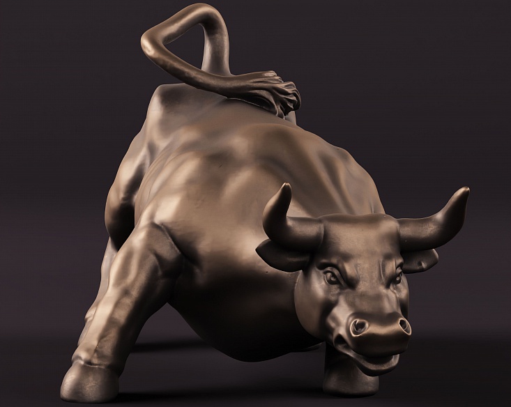 Статуэтка быка (цвет: бронзовый) - декор из гипса - 7529