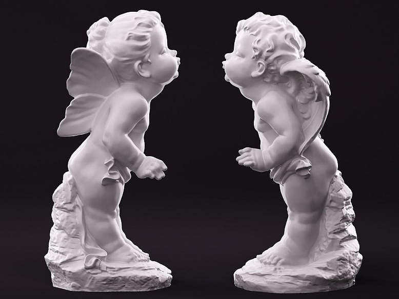Ангелы: девочка и мальчик - декор из гипса