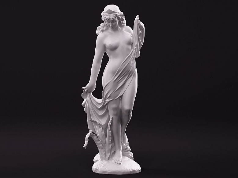 Скульптура полуголой девушки с диадемой - декор из гипса