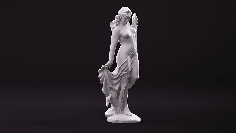 Скульптура полуголой девушки с диадемой - декор из гипса - 8272