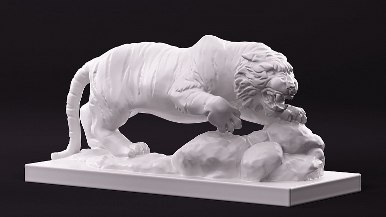 Статуэтка тигра (цвет: белый) - декор из гипса - 8144