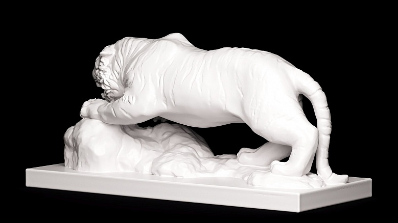 Статуэтка тигра (цвет: белый) - декор из гипса - 8174