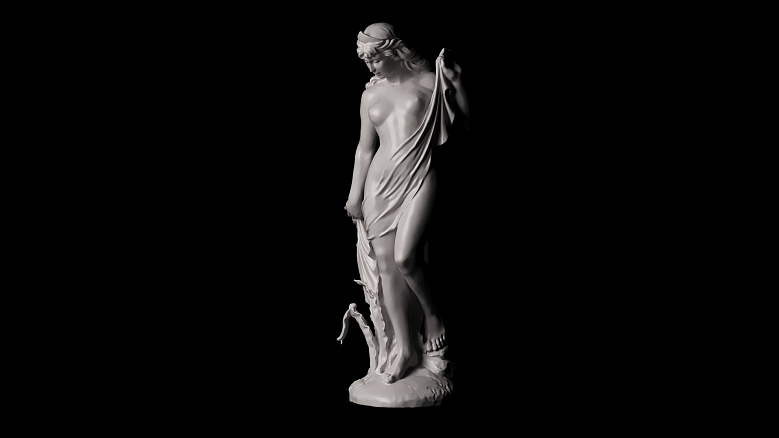 Скульптура полуголой девушки с диадемой - декор из гипса - 7884