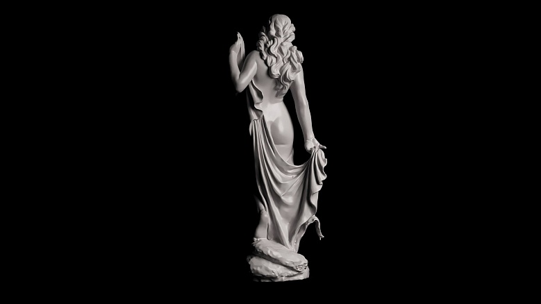 Скульптура полуголой девушки с диадемой - декор из гипса - 7877