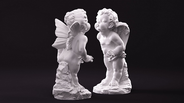 Ангелы: девочка и мальчик - декор из гипса - 8067