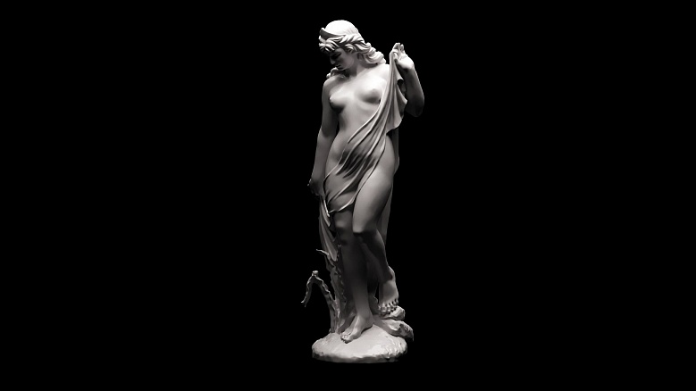 Скульптура полуголой девушки с диадемой - декор из гипса - 7872