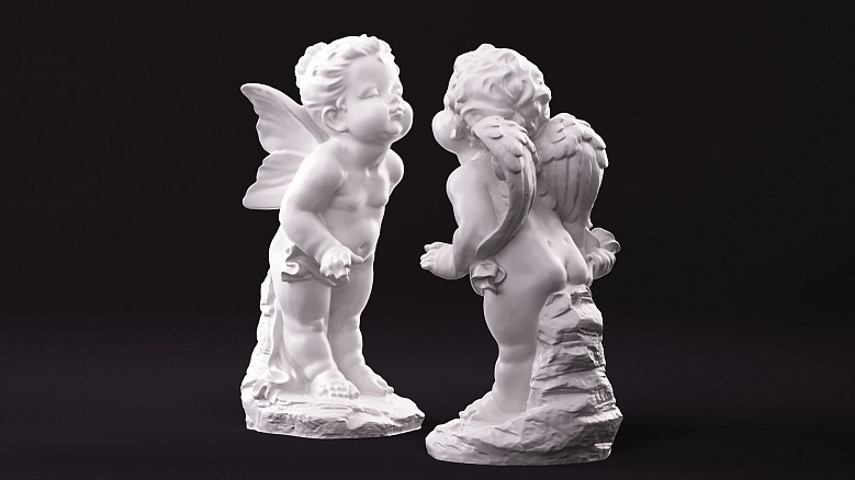 Ангелы: девочка и мальчик - декор из гипса - 8066