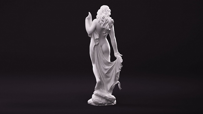 Скульптура полуголой девушки с диадемой - декор из гипса - 8274