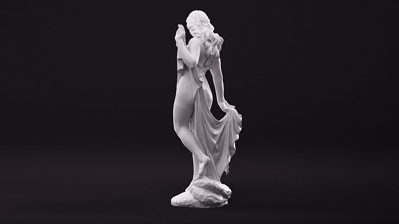 Скульптура полуголой девушки с диадемой - декор из гипса - 8275