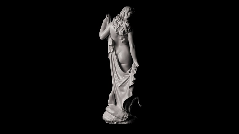 Скульптура полуголой девушки с диадемой - декор из гипса - 7881