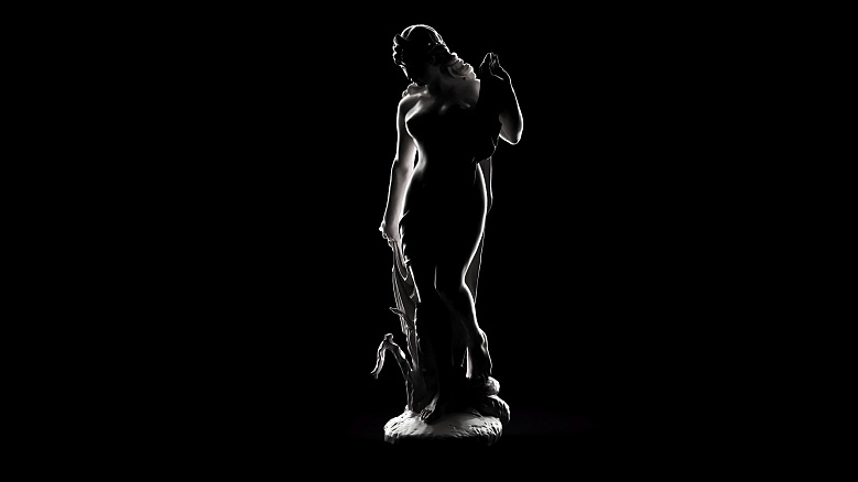 Скульптура полуголой девушки с диадемой - декор из гипса - 7890