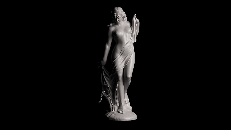 Скульптура полуголой девушки с диадемой - декор из гипса - 7880
