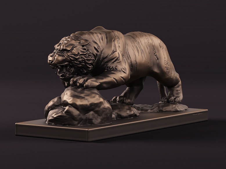 Статуэтка тигра (цвет: бронзовый) - декор из гипса - 7640