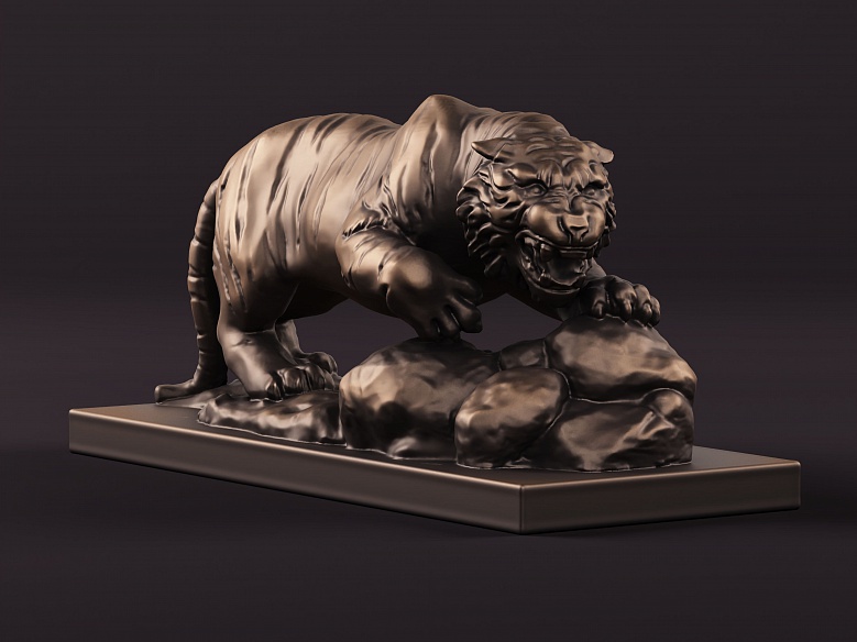 Статуэтка тигра (цвет: бронзовый) - декор из гипса
