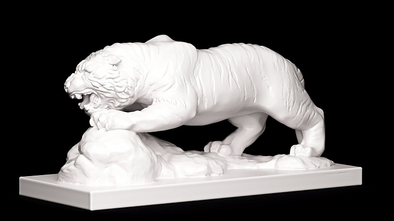 Статуэтка тигра (цвет: белый) - декор из гипса - 8173