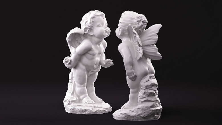 Ангелы: девочка и мальчик - декор из гипса - 8069