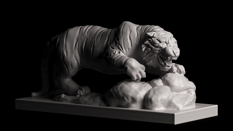 Статуэтка тигра (цвет: белый) - декор из гипса - 8158